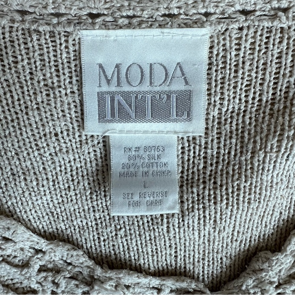 Moda Intl Women’s Crochet Beige Lined Women’s Sweater - L - Picture 4 of 9